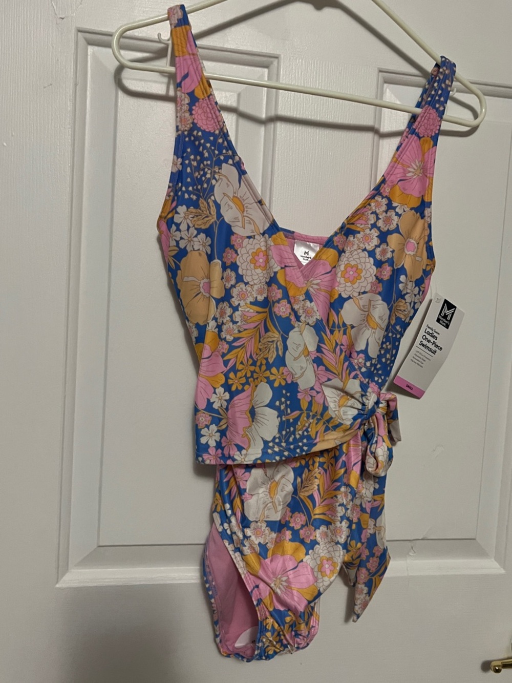 Women’s Mossimo Blue Floral Wrap One-Piece Swimsuit